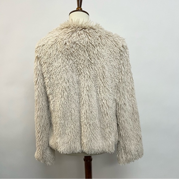 Sanctuary Cream Shaggy Faux Fur Jacket Fluffy Size Small - Picture 4 of 8